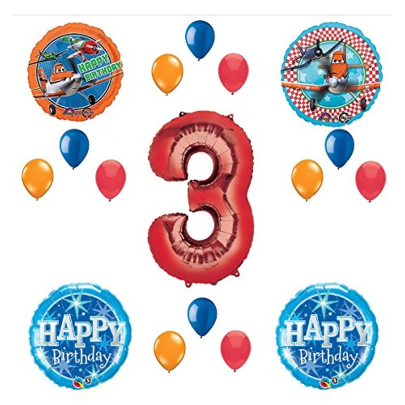 Disney Planes Party Supplies 3rd Birthday Balloon Bouquet Decorations (Red 3)