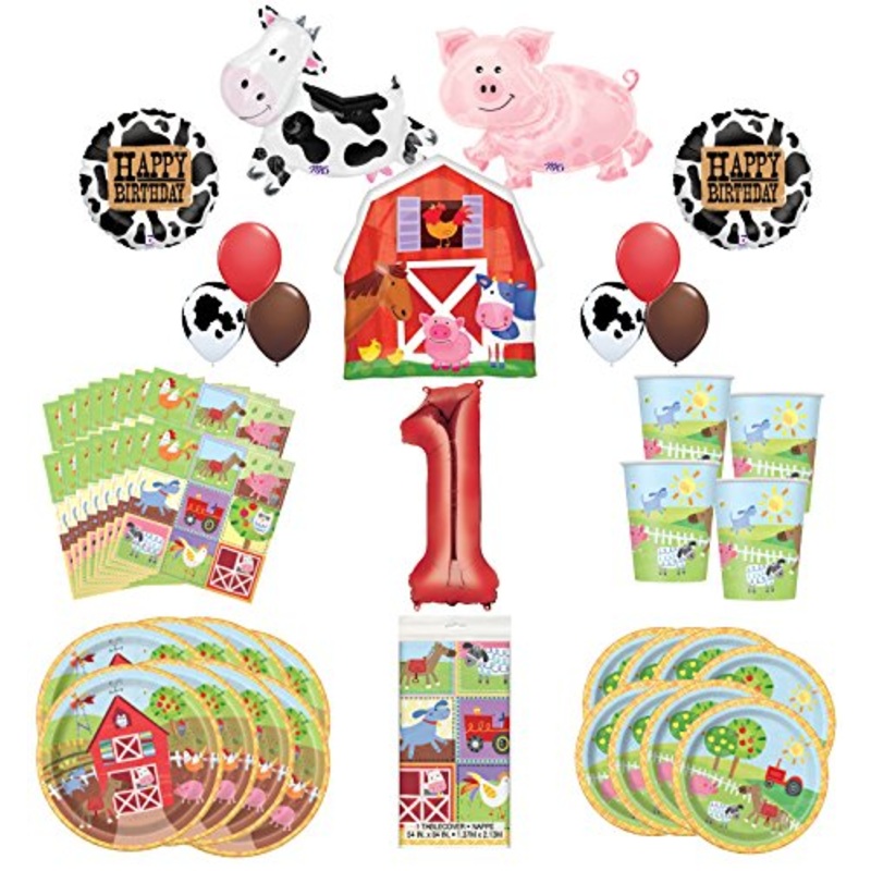 Farm Animal Party Supplies 8 Guests 1st Birthday Balloon Bouquet Decorations
