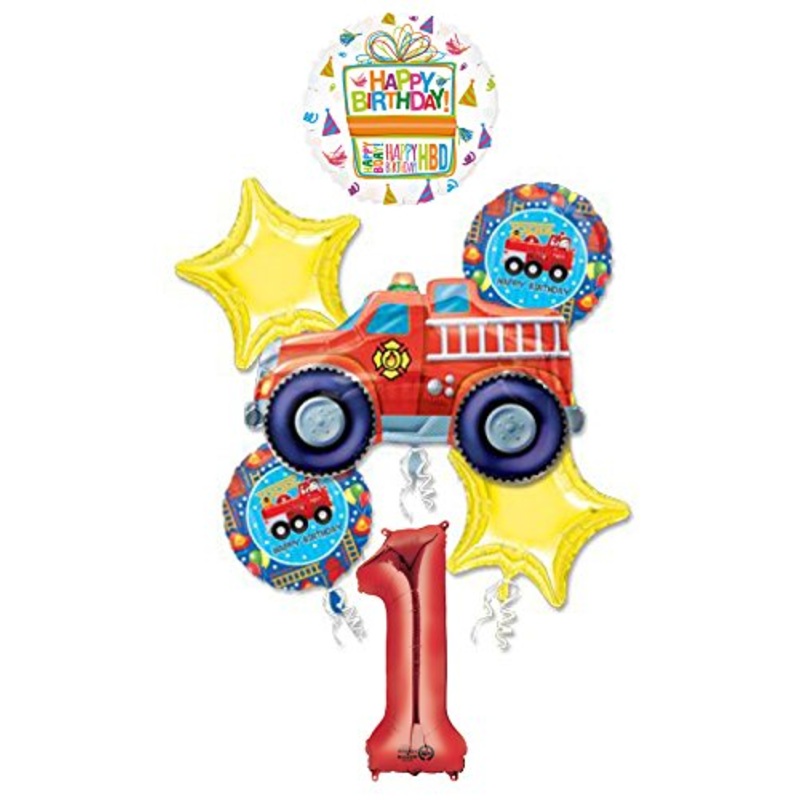 Fire Truck Fire Engine 1st Birthday Party Supplies and Balloon Decorations
