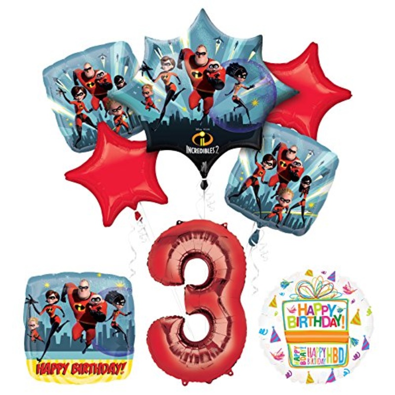 Incredibles 2 party supplies 3rd Birthday Balloon Bouquet Decorations
