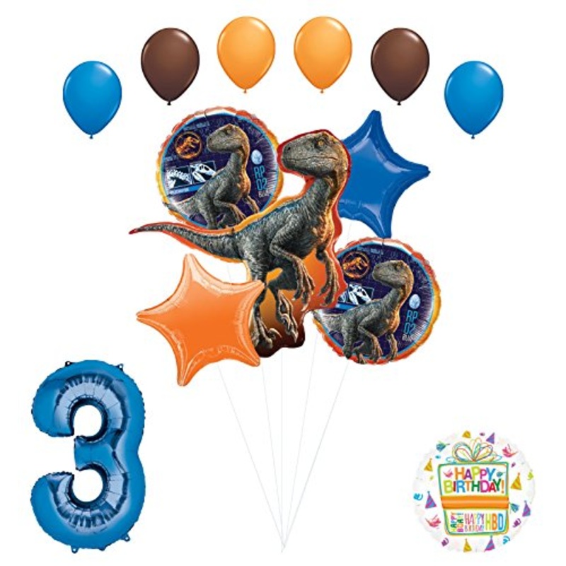 Jurassic World 3rd Birthday Party Supplies Raptor Balloon Bouquet Decorations