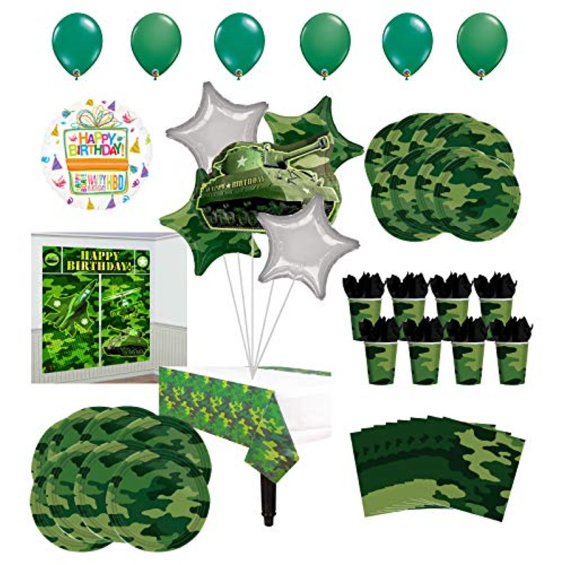 Mayflower Products Army Birthday Party Supplies 8 Guests Military Camouflage Balloon Bouquet Decorations