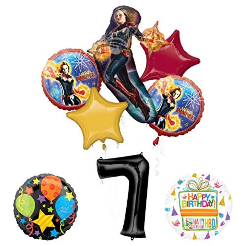 Mayflower Products Captain Marvel 7th Birthday Party Supplies Jubilee Balloon Bouquet Decorations