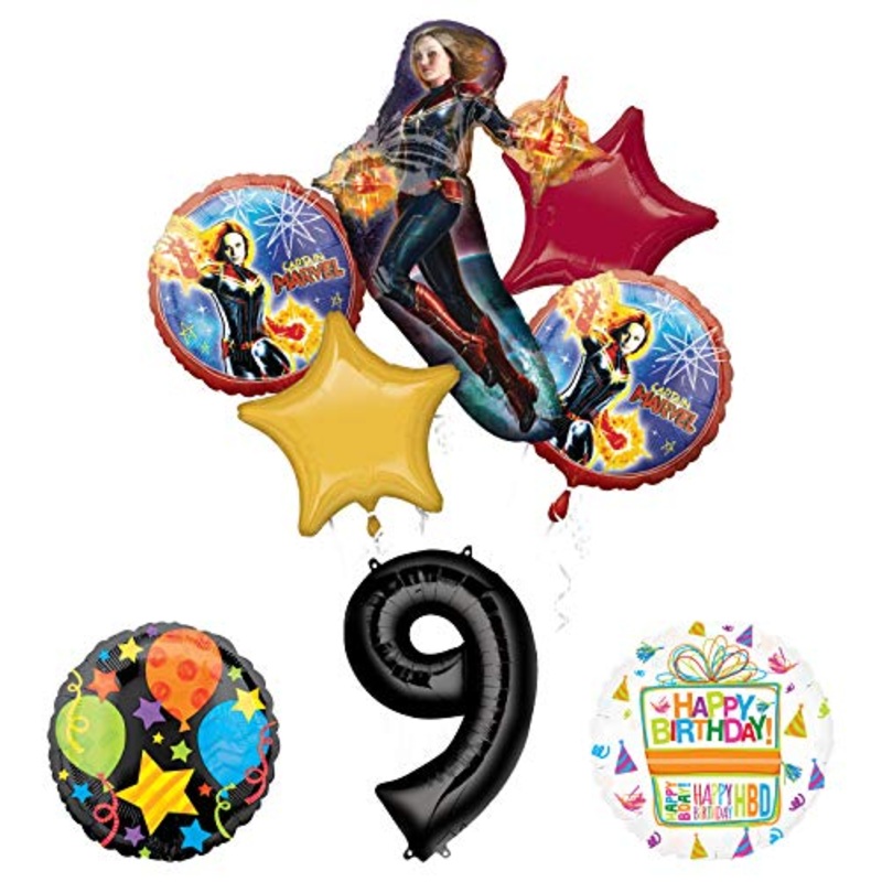 Mayflower Products Captain Marvel 9th Birthday Party Supplies Jubilee Balloon Bouquet Decorations