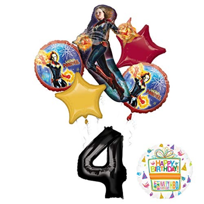 Mayflower Products Captain Marvel Party Supplies 4th Birthday Balloon Bouquet Decorations