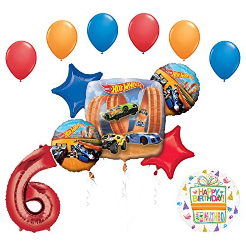 Mayflower Products Hot Wheels Party Supplies 6th Birthday Balloon Bouquet Decorations