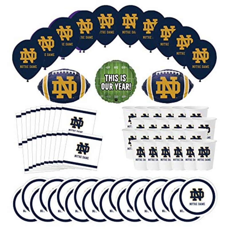 Mayflower Products Notre Dame Fighting Irish Football Tailgating Party Supplies for 20 Guest and Balloon Bouquet Decorations