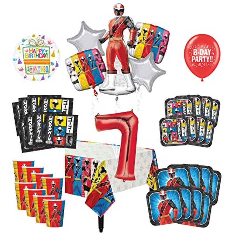 Mayflower Products Power Rangers 7th Birthday Party Supplies 8 Guest Decoration Kit and Balloon Bouquet