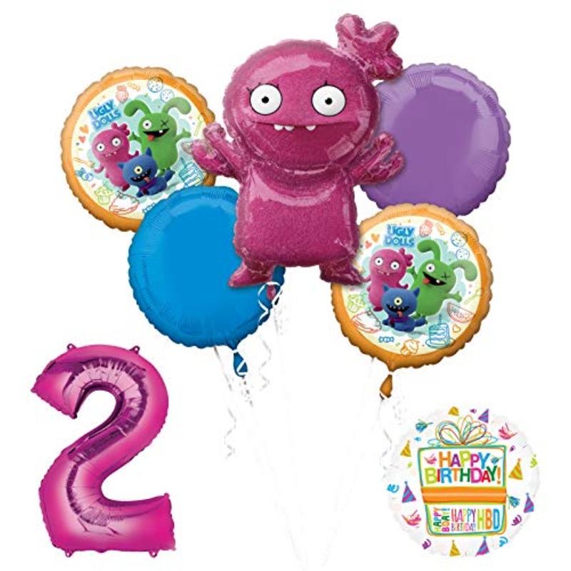 Mayflower Products Ugly Dolls 2nd Birthday Party Supplies 34" Pink Number 2 Balloon Bouquet Decorations