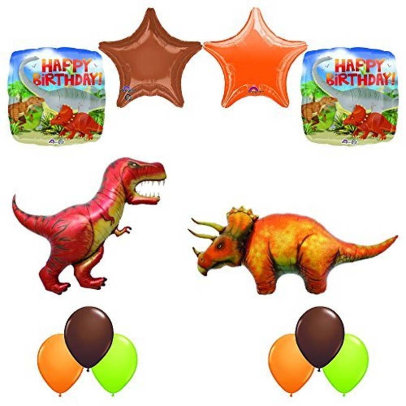 Prehistoric Giant T-REX and Triceratops Birthday Dinosaur Balloon Decoration 12 pc Kit