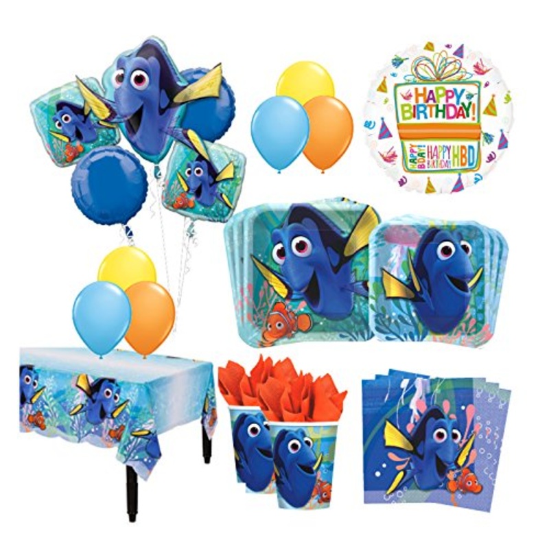 The Ultimate 16 Guest 94pc Finding Dory Birthday Party Supplies and Balloon Decoration Kit