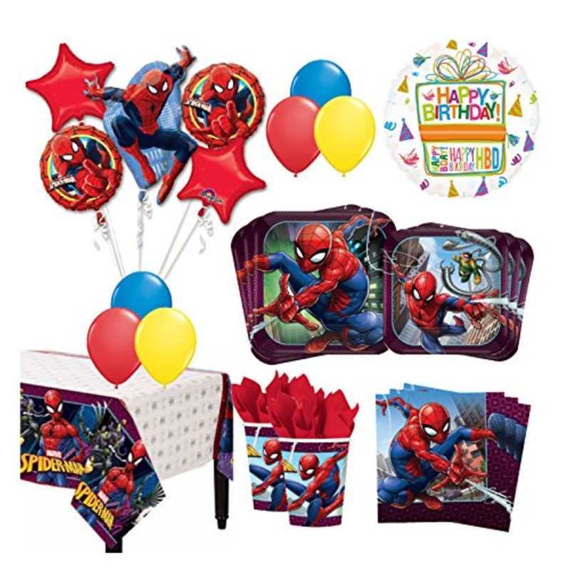 The Ultimate 16 Guest 94pc Spider-Man Birthday Party Supplies and Balloon Decoration Kit