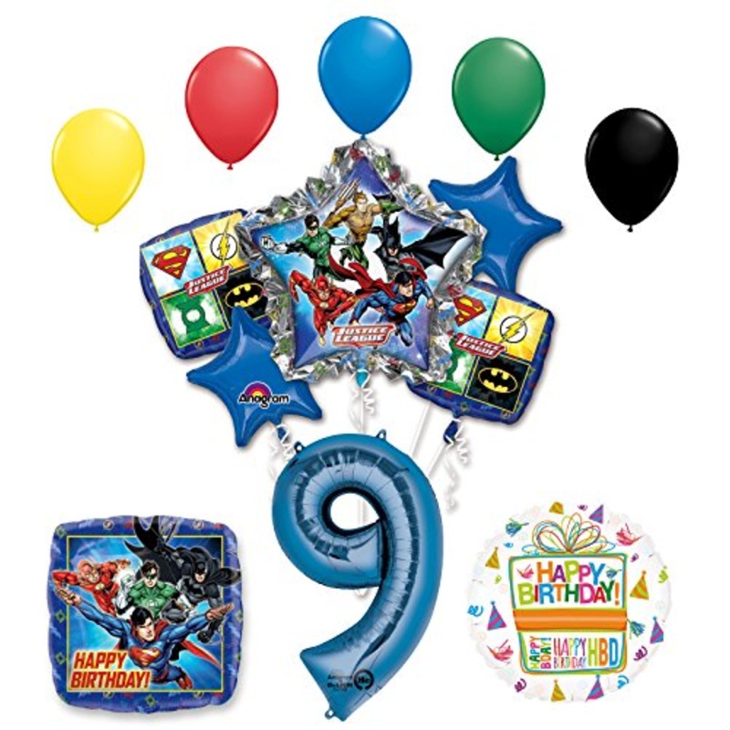 The Ultimate Justice League Superhero 9th Birthday Party Supplies and Balloon Decorations
