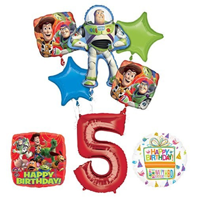 Toy Story 5th Birthday Party Supplies and Balloon Bouquet Decorations