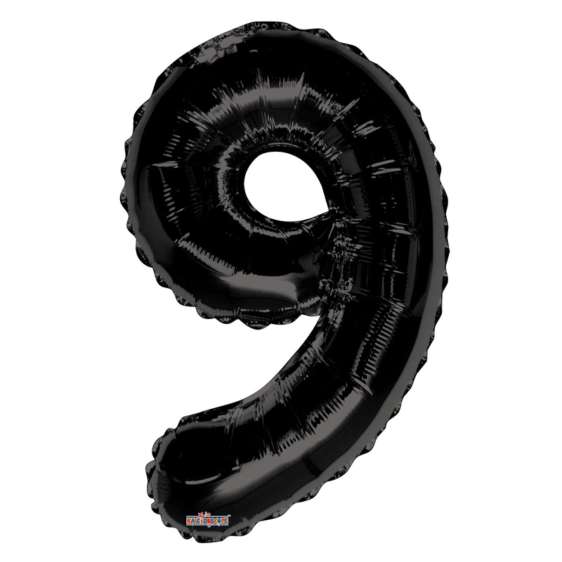 Black 9 Number Foil Balloon 34"