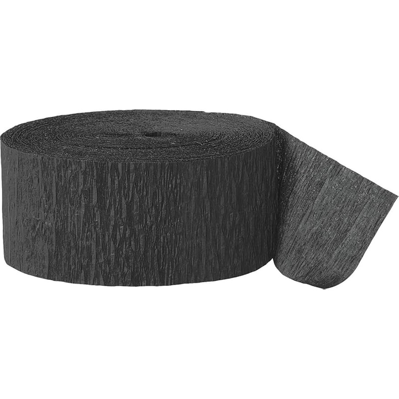 Black Crepe Paper Streamer, 81 ft