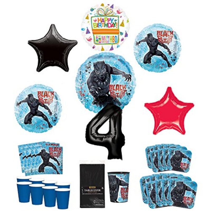 Black Panther Party Supplies 8 Guests 4th Birthday Balloon Bouquet Decorations