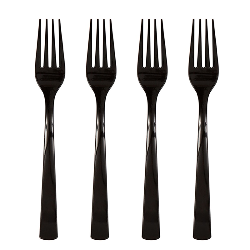 Black Solid Plastic Forks, 18ct
