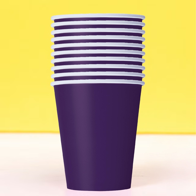 Deep Purple Solid 9oz Paper Cups, 14ct