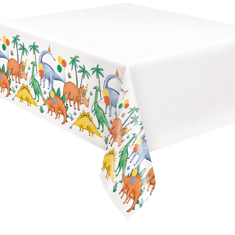 Dinosaurs Rectangular Plastic Table Cover, 54" x 84"