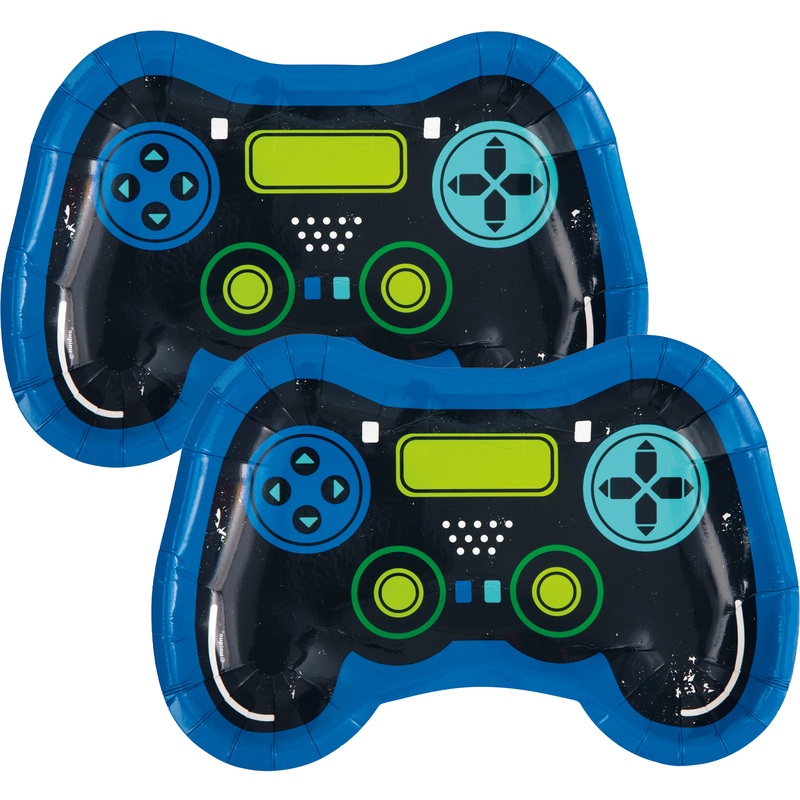 Gamer Birthday Controller Shaped 9.25" Plates, 8ct