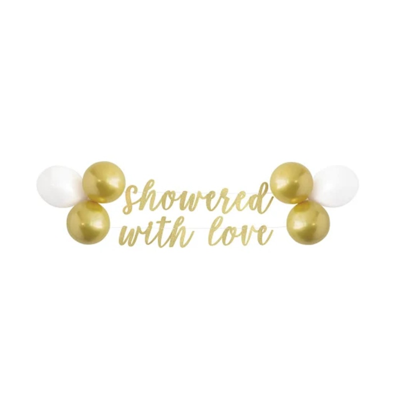 Glitter "Showered with Love" Banner & Latex Balloon Kit