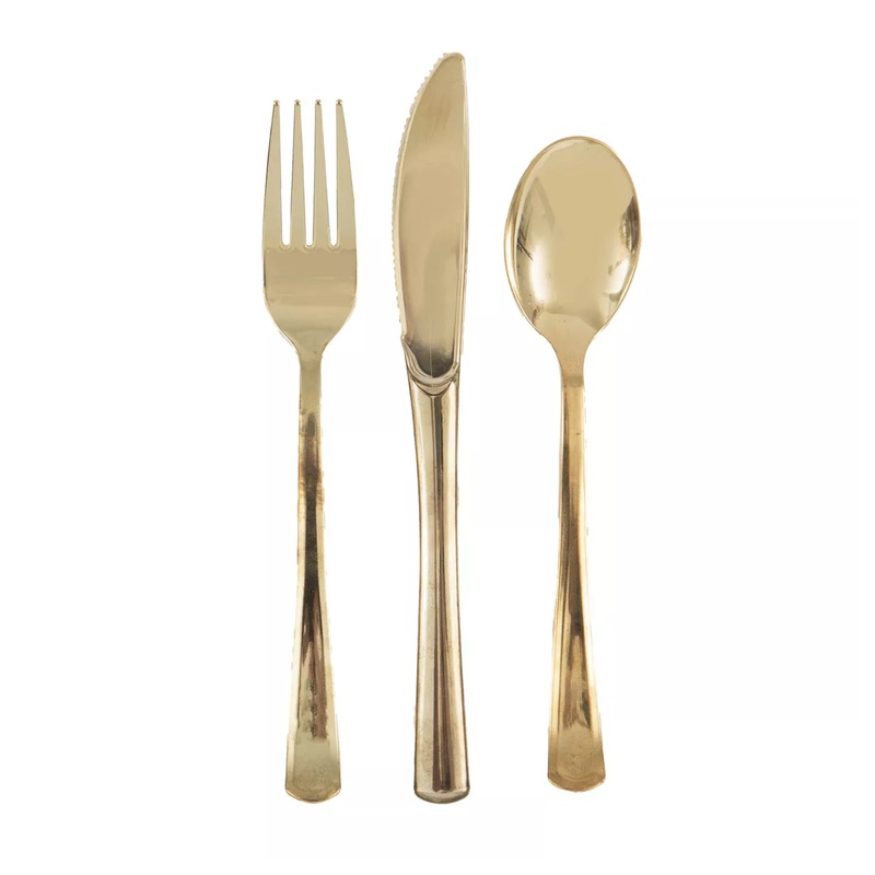 Gold Assorted Plastic Cutlery, 18ct