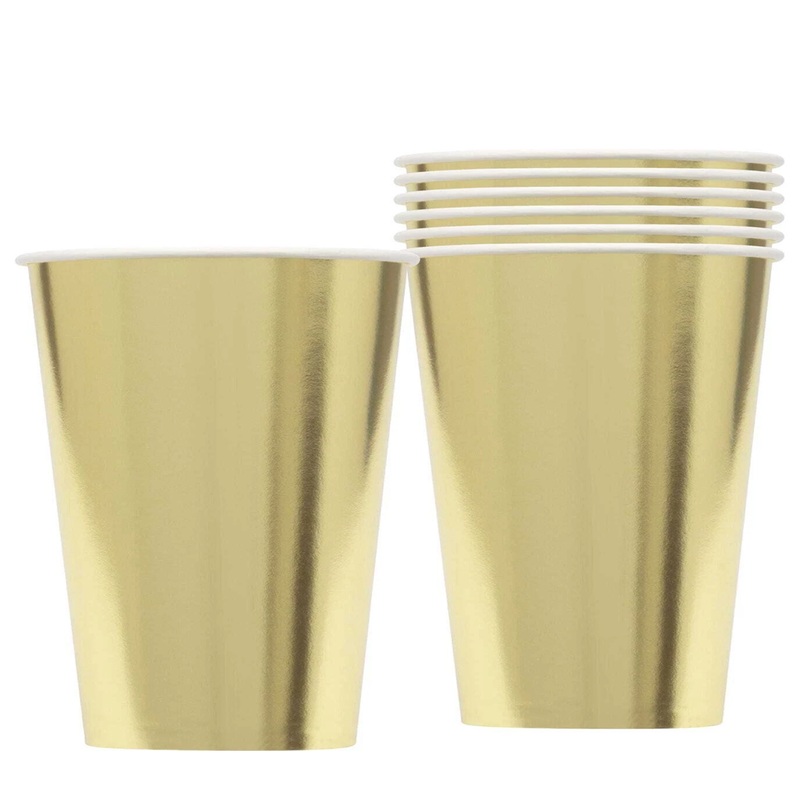 Gold Metallic 12oz Paper Cups, 8ct