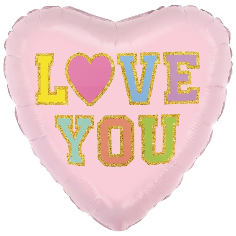 Heart Love You Patch Heart Foil Balloon 18 inches
