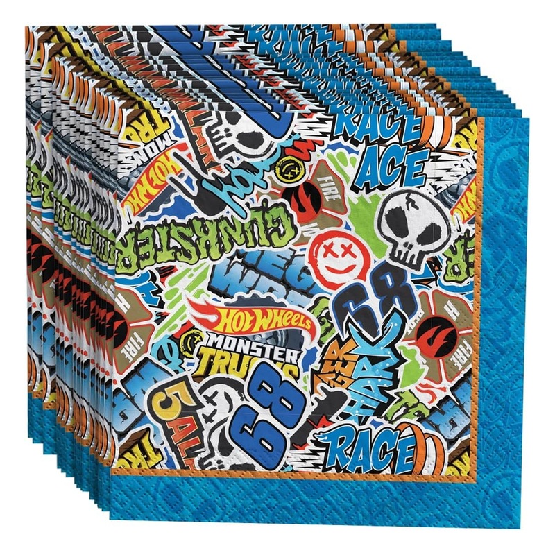 Hot Wheels Small Beverage Napkins, 16 Count