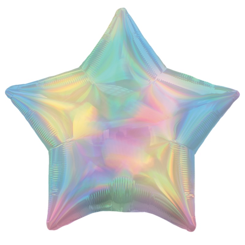 Iridescent Pastel Rainbow Star Foil Balloon 18"