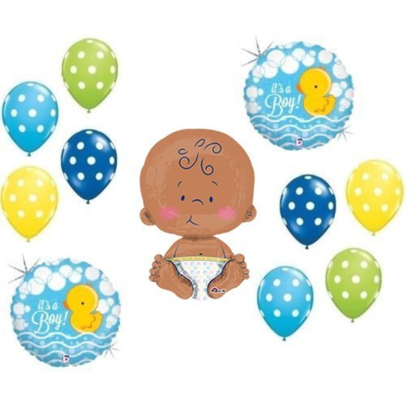 IT'S A BOY RUBBER DUCKY COLORFUL POLKA DOTS 24" CELEBRATE BABY SHOWER Balloons Decorations Supplies Duck