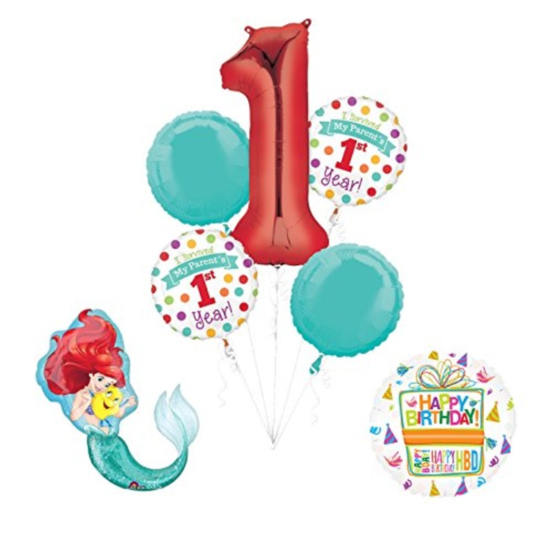 Little Mermaid "I Survived My Parents First Year" 1st Birthday Party Supplies and Balloon Decorations