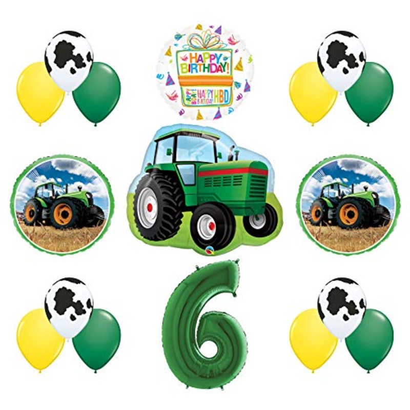 Mayflower Products 6th Birthday Farm Tractor Balloon Bouquet Decorations and Party Supplies