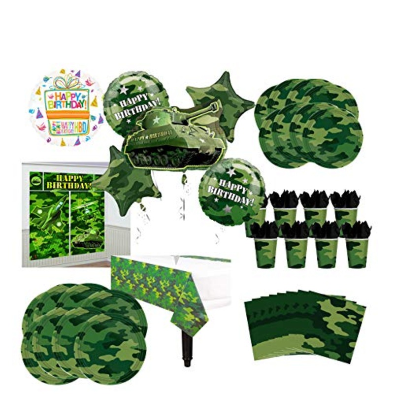 Mayflower Products Army Tank Birthday Party Supplies 8 Guests Military Camouflage Balloon Bouquet Decorations