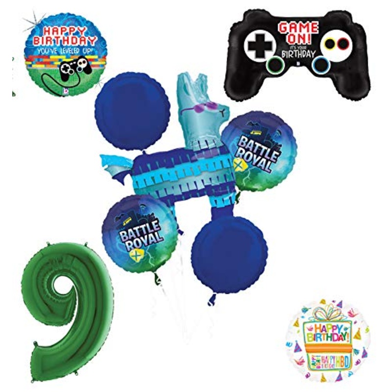 Mayflower Products Battle Royal 9th Birthday Party Supplies Balloons Bouquet Decorations - Green Number 9