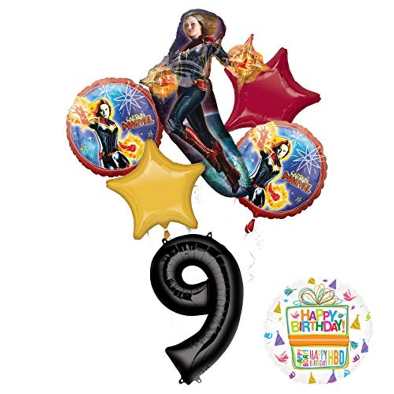 Mayflower Products Captain Marvel Party Supplies 9th Birthday Balloon Bouquet Decorations