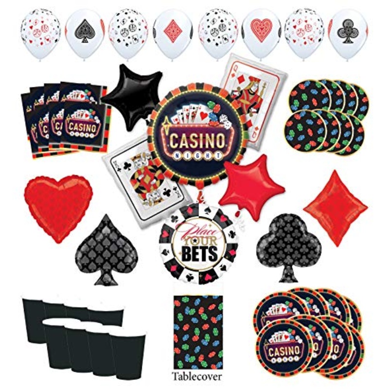 Mayflower Products Casino Night Party Supplies 8 Guest kit and Playing Card Suits Balloon Bouquet Decorations