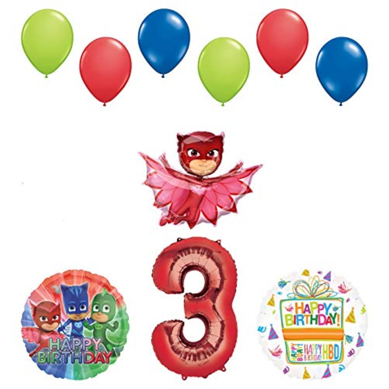 Mayflower Products PJ Masks Owlette 3rd Birthday Party Supplies Balloon Bouquet Decoration