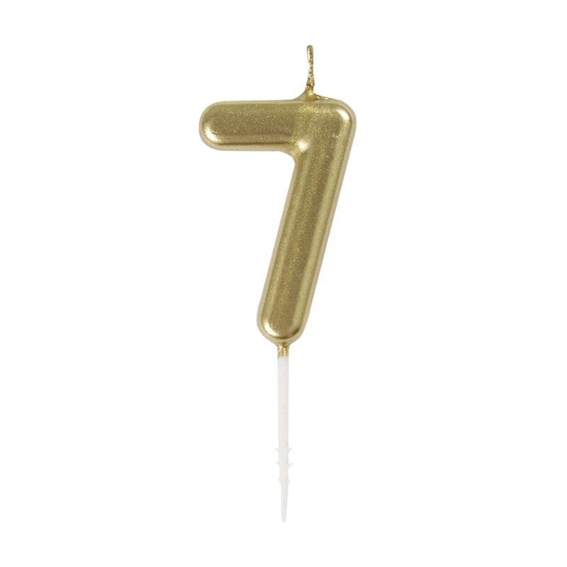 Mini Metallic Gold Number 7 Pick Birthday Candle