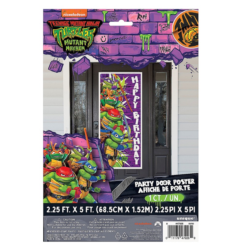 Ninja Turtles: Mutant Mayhem Birthday Door Poster, 27 x 60 Inches