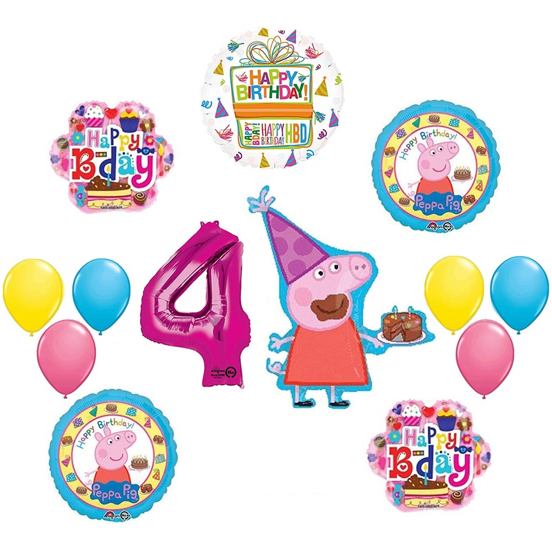 Peppa Pig 4th Birthday Party Balloon supplies and decorations kit
