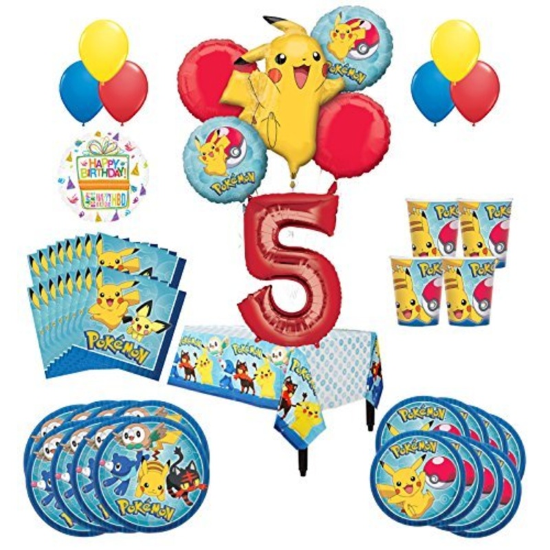 Pokemon 5th Birthday Party Supplies and 16 Guest 95pc Balloon Decoration Kit