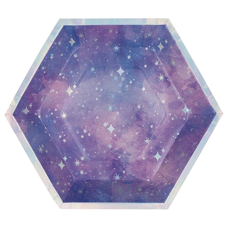 Purple Galaxy Hexagon Shaped 9.25" Plates, 8ct