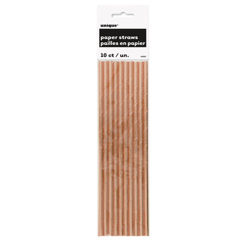 Rose Gold Metallic Paper Straws, 10ct