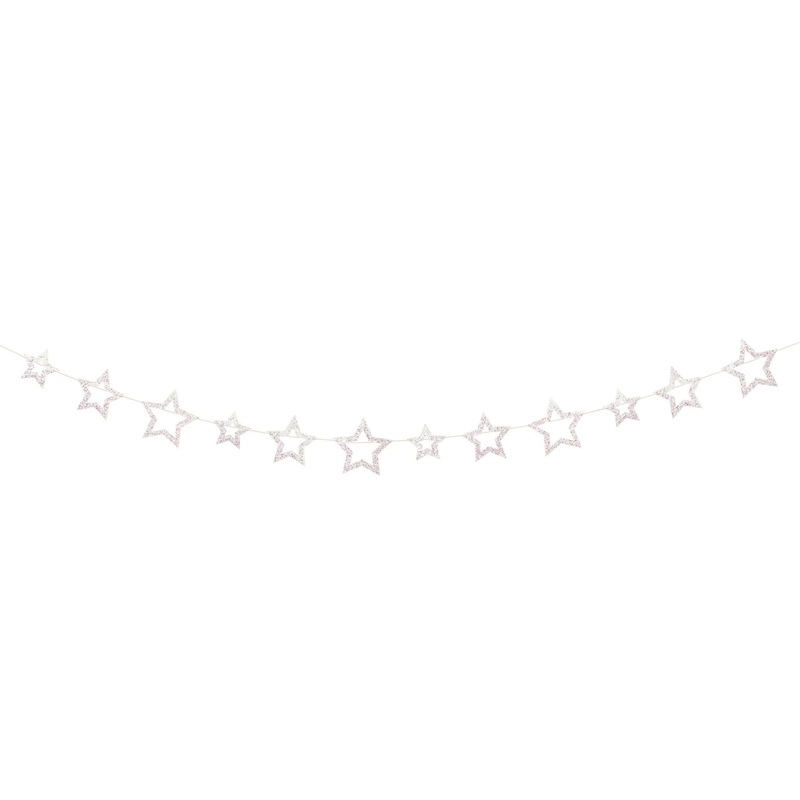 Space Iridescent Diecut Star Garland, 6ft