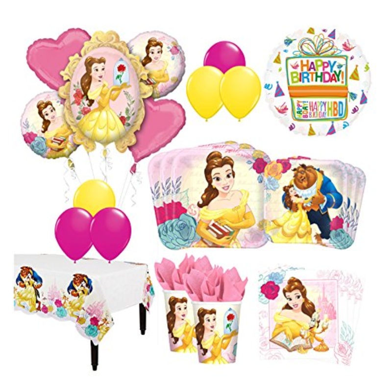 The Ultimate 8 Guest 53pc Beauty and The Beast Birthday Party Supplies and Balloon Decoration Kit