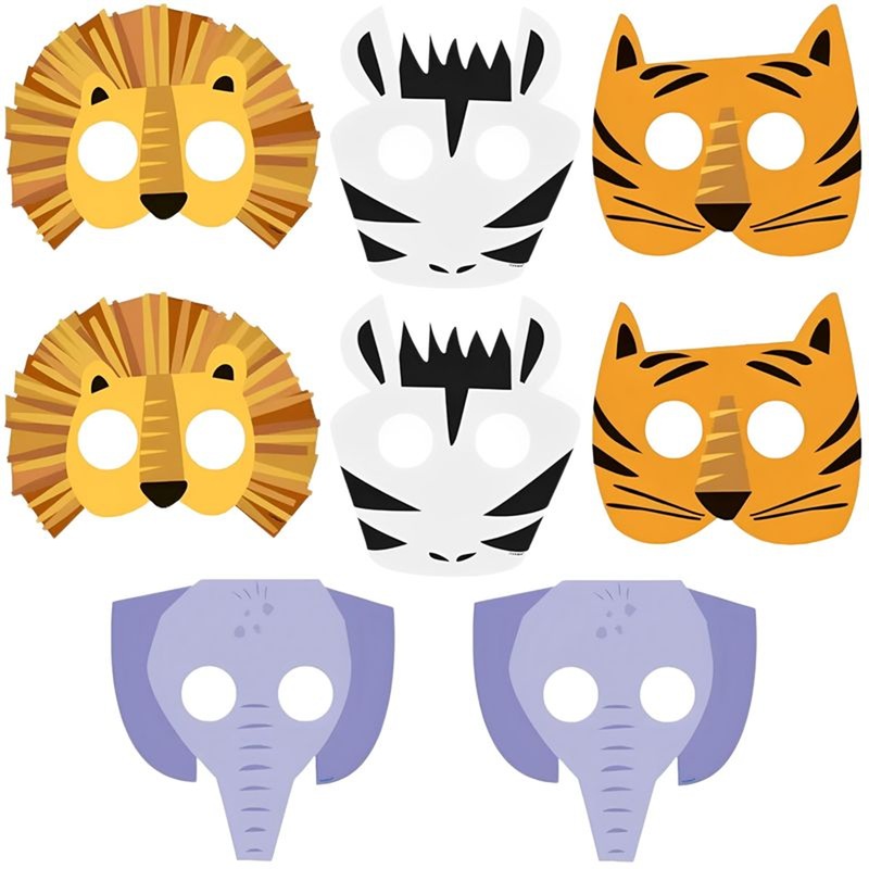 Animal Safari Paper Masks, 8ct
