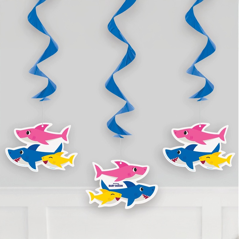 Baby Shark swirl decorations 3 ct