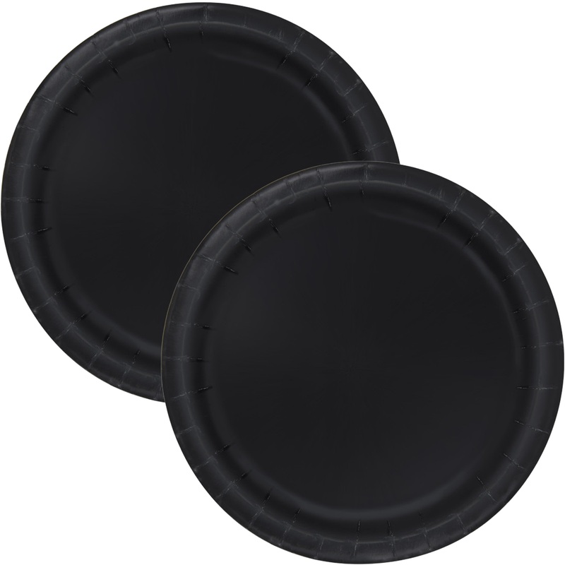 Black Solid Round 9" Dinner Plates, 16ct